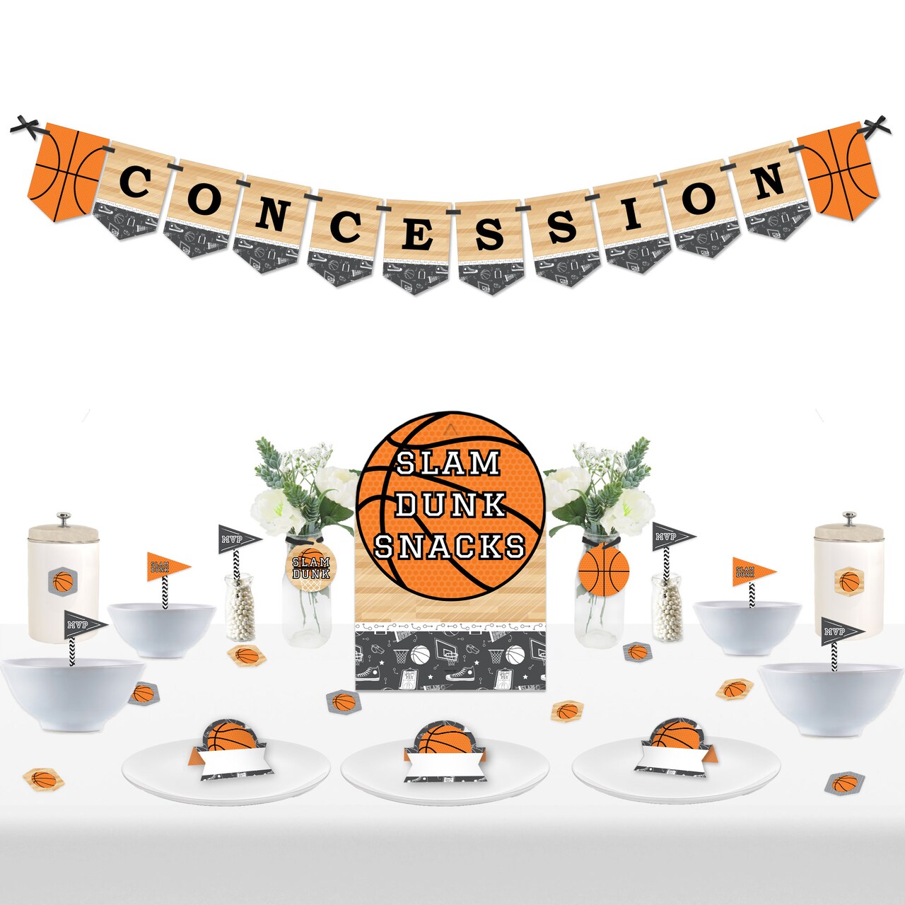 Big Dot of Happiness Nothin’ But Net - Basketball - DIY Baby Shower or Birthday Party Concession Signs - Snack Bar Decorations Kit - 50 Pieces